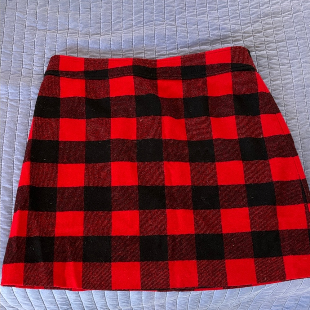 J. Crew Red and Black Plaid Mini Skirt